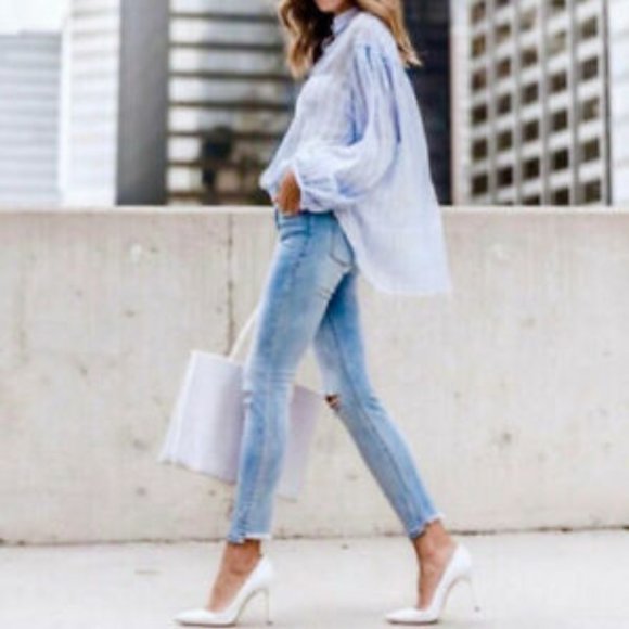 Free People Light Blue Blouse - Picture 1 of 12